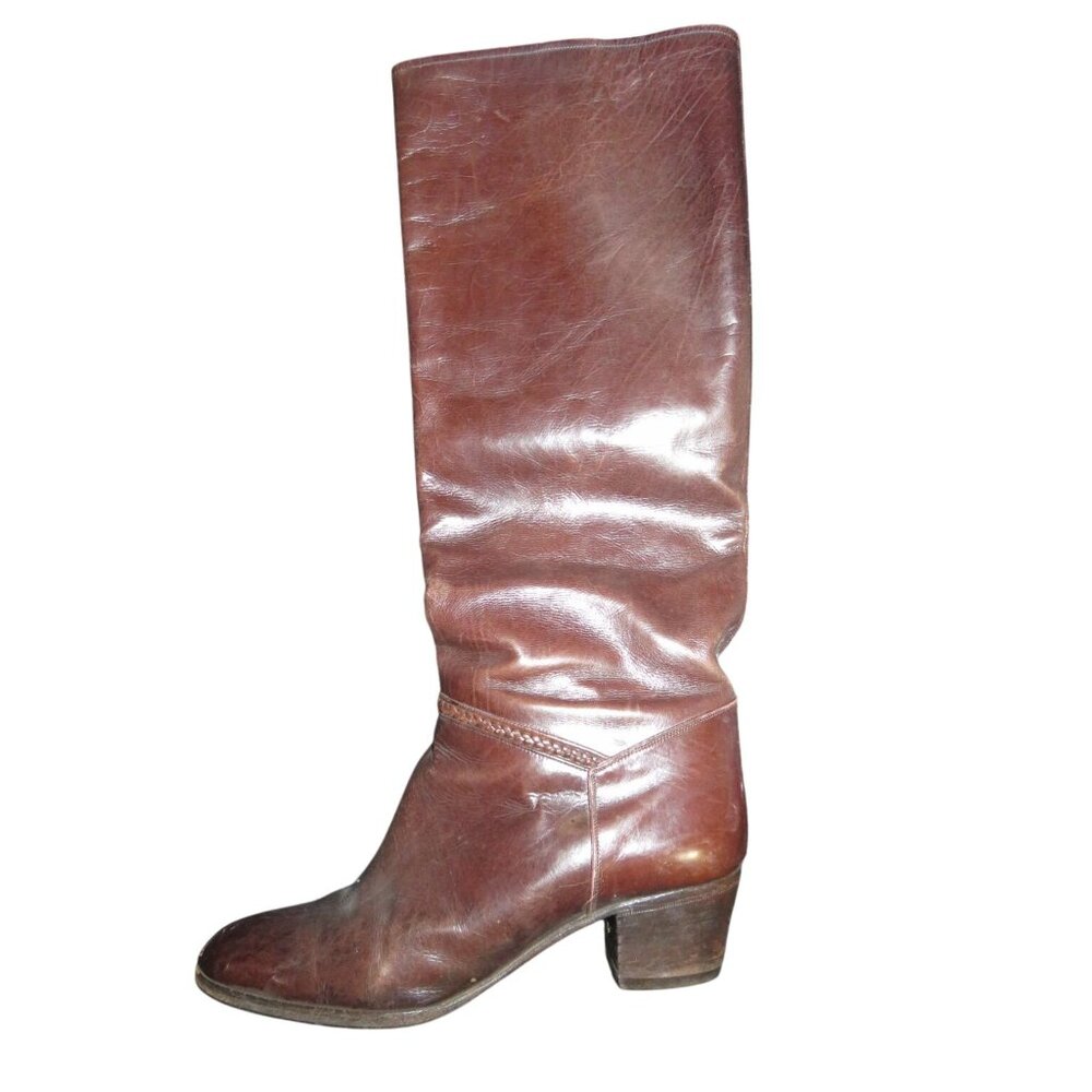 Vintage Celine Italian Leather Riding Boots in Cognac Brown Women's sz 6 Eur 36 - Picture 7 of 11